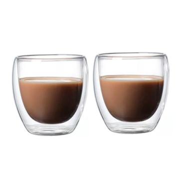 Imagem de Kit 2 Copos Vidro Borossilicato Parede Dupla Chá Suco 230ml - CLASS HO