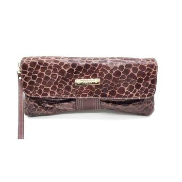 Imagem de Bolsa Feminina Mão Clutch Festa Casamento Couro Sagga 4176, Café