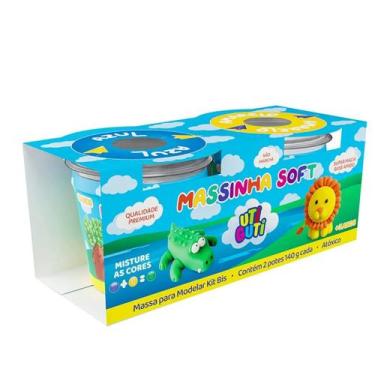 Imagem de Kit Massinha Soft Super Macia 2un 140g cada Azul e Amarelo - UtiGuti
