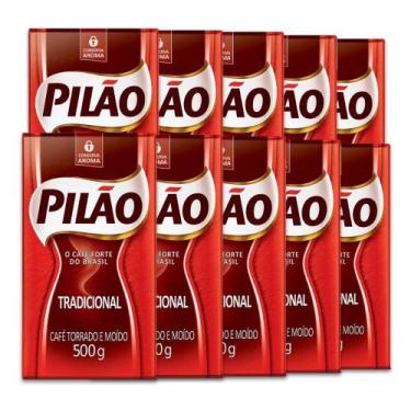 Imagem de Café Pilão Torrado e Moído Tradicional 10 Pacotes de 500g