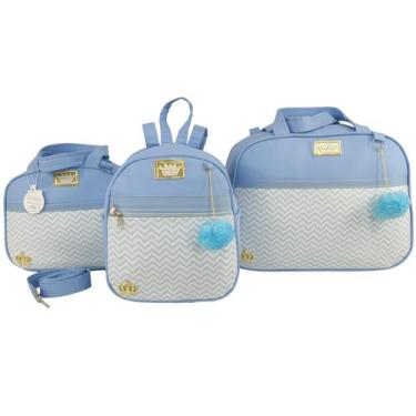 Imagem de Kit Bolsa de Maternidade 3 Peças chevron Menino - LET BABY BOLSAS DE M