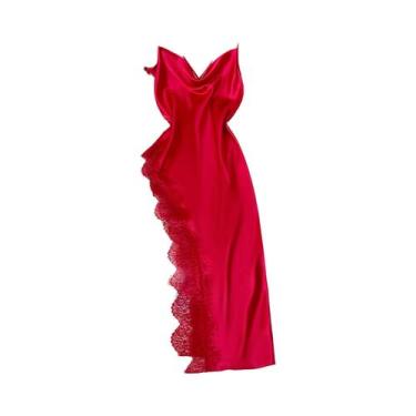 Imagem de Pijama sexy de retalhos de renda confortável e casual camisola feminin