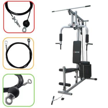 Imagem de Kit Conjunto de Cabos de Aço Compatível Para Estação de Musculação Athletic Advanced 280m