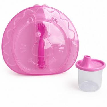 Imagem de Kit Alimentacao Rosa Bebe Prato Colher Copo Infantil Menina - LP