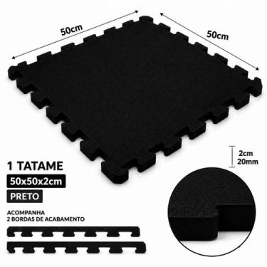 Imagem de Tatame Tapete EVA Com Borda 50X50X2cm Preto Linha PREMIUM