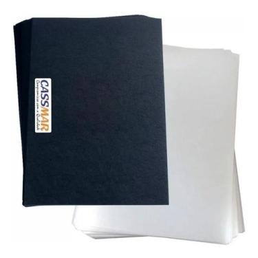 Imagem de Kit capa encadernação A4 transparente lisa + preta couro 200un - Cassm