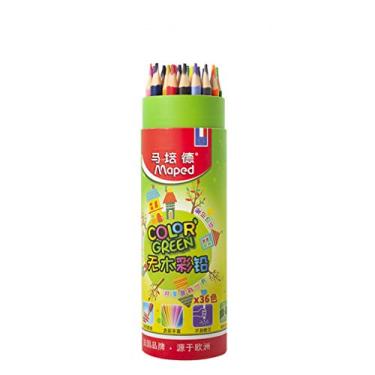 Imagem de Lápis de cor sem óleo de madeira, desenho à mão com barra triangular de 36 cores