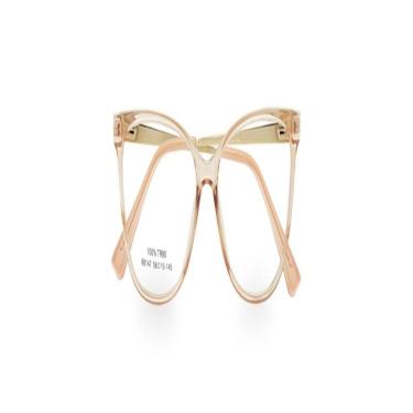 Imagem de Armação Óculos de Grau Feminina Quadrada Joia Dourada-Feminino