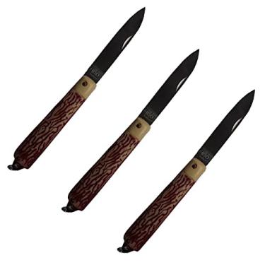 Imagem de 3 Canivete Inox De Bolso Cabo Plástico Trava Segurança 18 cm