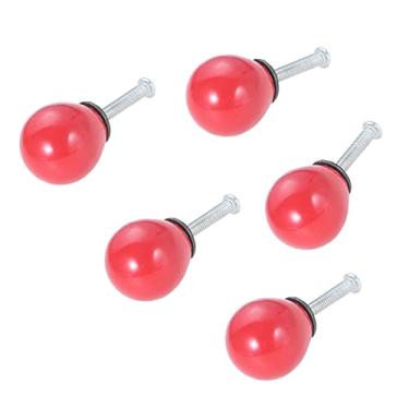 Imagem de 5 pcs Bola Cerâmica Botões Redondos Handles Cherry Forma Candy Color 21mmx26mm w/parafusos Branco/Bege/Azul/Vermelho/Black Cabinet Decor YYDFPIIA (Color : Red 5pcs)