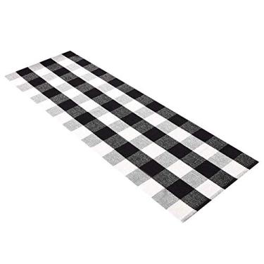 Imagem de Levinis Kitchen Runner Rugs - Black and White Retro Lattice Sofa Cushion & Area Rug - Washable Hand-Woven Buffalo Chequered Floor Rugs for Laundry/Kitchen/Bathroom/Bedroom, 60cm x 180cm