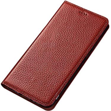 Imagem de Capa para Google Pixel 6/6 Pro, capa carteira de couro legítimo luxuosa, design fólio de livro com suporte para cartão flip capa protetora de TPU, marrom 2,6 Pro de 6,7 polegadas