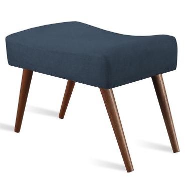 Imagem de Puff Cama inBox Aluna Retangular com Pés em Madeira Maciça Tecido Suede Azul
