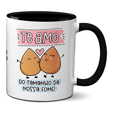 Imagem de Caneca Namorados Te Amo Do Tamanho Da Nossa Fome De Coxinha (Preta)
