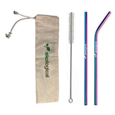 Imagem de Garrafa de Silicone e Kit de Canudos de Inox Furtacor | Eko Kit 3