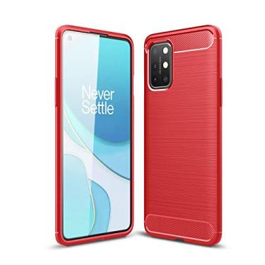 Imagem de YUNCHAO Caixa de telefone Para oneplus 8t escovado textura caixa de fibra de carbono tpu capa para celular