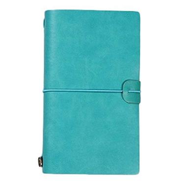 Imagem de Capa de Couro Falso Diário de Viajante Diário de Folhas Soltas Suporte para Caneta Livro de Registro Papelaria Estudantes Notebooks Agenda, M azul claro, 4 pçs