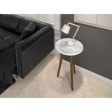 Imagem de Mesa de Apoio Brilhante em Madeira Branco Carrara Móveis Bechara