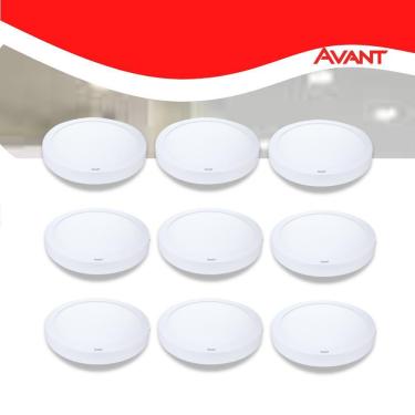 Imagem de Kit 10 Painel LED Plafon Sobrepor 24W Redondo Branco Neutro