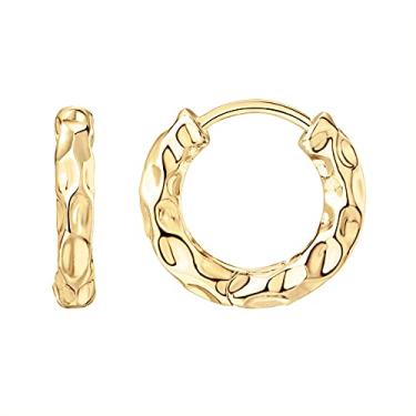 Imagem de PAVOI Brinco de prata esterlina 925 banhado a ouro 14 K com pino ultra grosso | Mini brincos de argola femininos | Argolas pequenas banhadas a ouro, Metal, Sem pedras preciosas,
