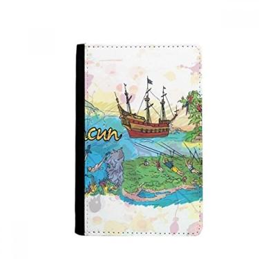 Imagem de Cancun Ilha do México Templo Maiano Porta Passaporte Notecase Burse Carteira Capa Cartão Bolsa, Multicolor