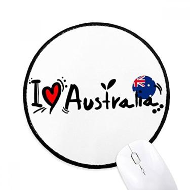 Imagem de DIYthinker I Love Australia World Flag Heart Mouse Pad Desktop Office Tapete redondo para computador