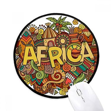 Imagem de Mouse pad tribal com padrão de arte aborígene africana para mesa de escritório tapete redondo para computador