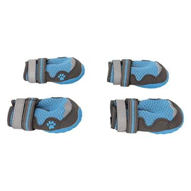 Imagem de Sapatos de Cachorro, Sapatos de Cachorro Respiráveis ​​4 Peças Macios Com Tiras Refletivas para Caminhada e Caminhada (8)