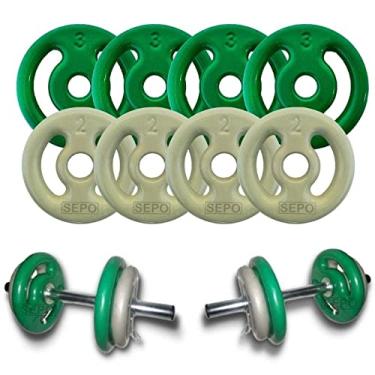 Imagem de Kit Musculação Halter Anilhas Barra 40cm + Presilha De