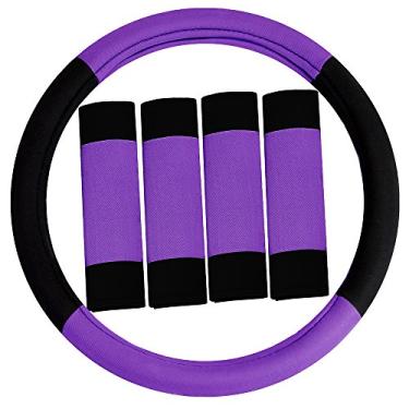 Imagem de FH Group Capa para volante FH2033PURPLE (conjunto de almofadas para cinto de segurança e modernistas, roxo)