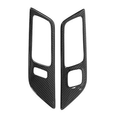 Imagem de Fydun Par de adesivos de moldura de maçaneta de porta interna de carro capa de moldura de fibra de carbono seca para Mustang 2015-2021(LHD)