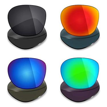 Imagem de Lentes de substituição polarizadas para óculos de sol Oakley Garage Rock da Mryok 4 pares – preto discreto/vermelho fogo/azul gelo/verde esmeralda
