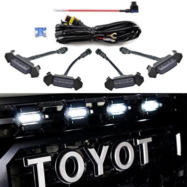 Imagem de AUXLIGHT 4 peças de luzes de LED para grade dianteira Raptor com fusível e fiação, compatível com Toyota Tacoma TRD Pro 2016 2017 2018 (branco)