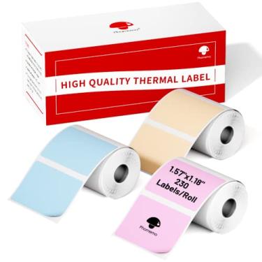 Imagem de Phomemo Etiquetas adesivas M110/M110S/M120/M200 - 1,57" x 1,18" (40 x 30 mm) preto sobre rosa, cáqui e azul para pequenas empresas, casa, escritório, 230 etiquetas/rolo