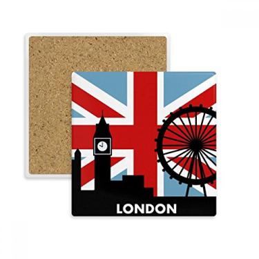 Imagem de Britain Union Jack London Eye Big Ben Flag UK Quadrado Porta-copos Caneca Suporte Subplaca Pedra de isolamento