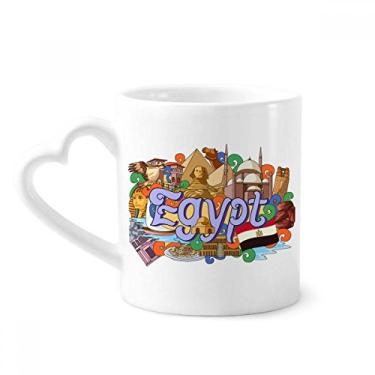 Imagem de Caneca de café de cerâmica com grafite de faraó pirâmide do Egito copo de coração de vidro