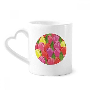 Imagem de Caneca tulipa de flor de aquarela para café cerâmica copo de coração de vidro