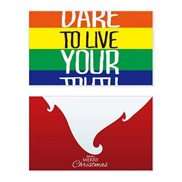 Imagem de Live Your Truth LGBT Bandeira de arco-íris, feriado, feriado, cartão de felicitações, mensagem de Natal