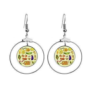 Imagem de Brincos de abóbora de gengibre com berinjela, legumes, argola, joia