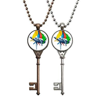 Imagem de OFFbb-USA Colar com pingente de baleia pintada para nadar, pingente, joias, decoração de casais