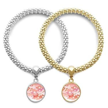 Imagem de DIYthinker Pulseira de amante de flores de cerejeira com estampa rosa, pingente, joia para casal, presente