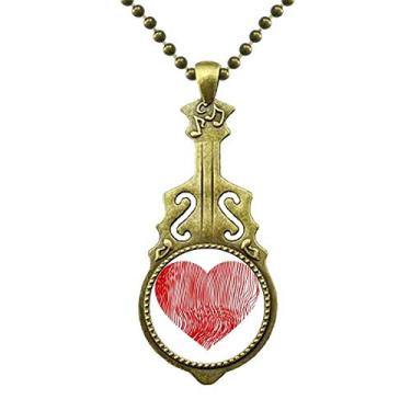 Imagem de DIYthinker Colar de coração de dia dos namorados com estampa de dedo antiga joia de guitarra