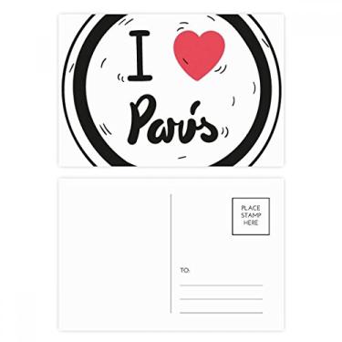 Imagem de Conjunto de cartão postal com estampa de palavras I Love Paris Cartão de felicitações