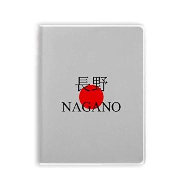 Imagem de Diário de capa macia com bandeira do sol vermelha da Nagano com nome da cidade japonesa