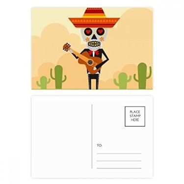 Imagem de Conjunto de cartão postal de aniversário com estampa de violão e caveira