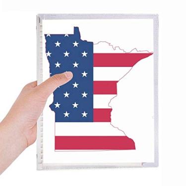 Imagem de Caderno em formato de bandeira de estrelas com listras do mapa dos EUA de Minnesota