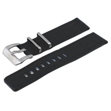 Imagem de Pulseira de relógio de substituição com 2 peças de tela têxtil de qualidade de design italiano 22 mm preta com fivela pré-V