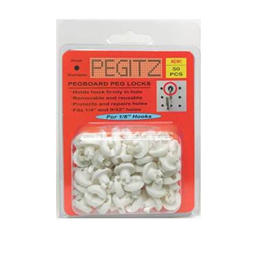 Imagem de Pegitz Pegboard Peg Locks (50 peças), Branco, 1/8 Inch