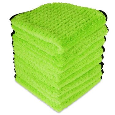Imagem de Toalha com detalhes de microfibra Xtreme verde trama de waffle de pelúcia da Liquid X 40,64 cm x 40,64 cm Satisfação garantida, Verde, 8 Pack, 1