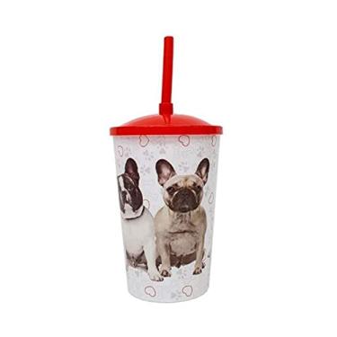 Imagem de Copo com Tampa e Canudo Cachorro Raças Pet 750 ml Bulldog Francês - Pet Toys